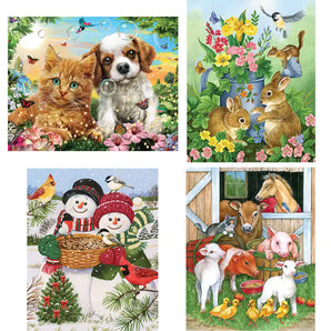 Fun with Furry and Feathery Friends Extra Large Piece 4in1 Multipack Jigsaw Puzzle Bundle
