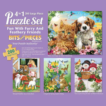 Fun with Furry and Feathery Friends Extra Large Piece 4in1 Multipack Jigsaw Puzzle Bundle