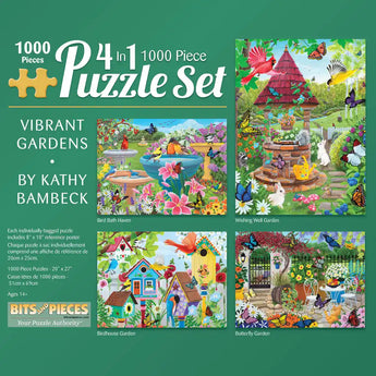 Vibrant Gardens 4in1 Multipack Jigsaw Puzzle Bundle by Kathy Bambeck