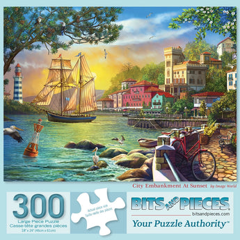 City Embankment At Sunset Jigsaw Puzzle