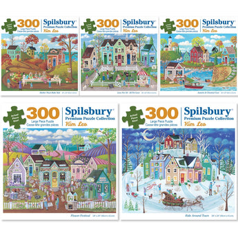 Set of 5 Kim Leo Jigsaw Puzzles