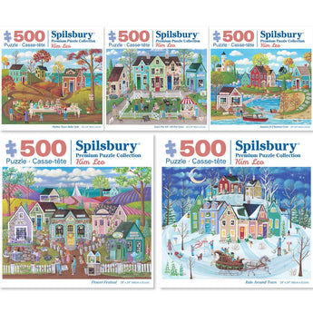 Set of 5 Kim Leo Jigsaw Puzzles