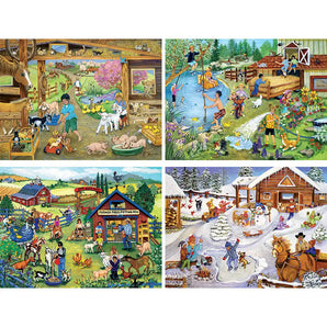Fun On the Farm 4in1 Multipack Jigsaw Puzzles Bundle by Sandy Rusinko