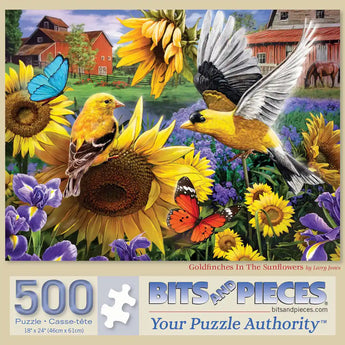 Goldfinches In the Sunflowers Jigsaw Puzzle