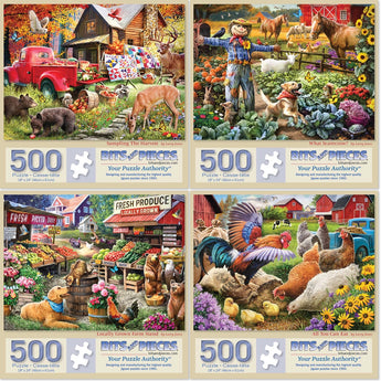Set of 4 Larry Jones Fall Jigsaw Puzzles