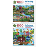 Set of 2 Cheryl Bartley 1000 Piece Americana Jigsaw Puzzles Set