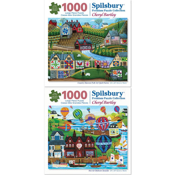 Set of 2 Cheryl Bartley 1000 Piece Americana Jigsaw Puzzles Set