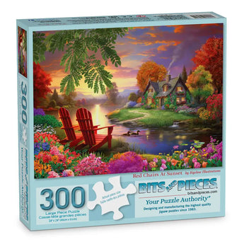 Red Chairs At Sunset Jigsaw Puzzle