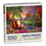 Red Chairs At Sunset Jigsaw Puzzle