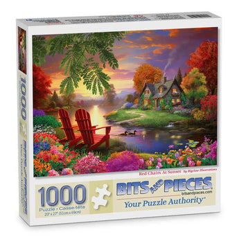 Red Chairs At Sunset Jigsaw Puzzle