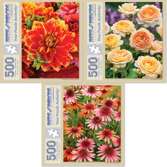 Set of 3 : Floral Theme Jigsaw Puzzles