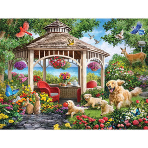Playing Chase By The Gazebo Jigsaw Puzzle