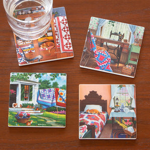 Cats & Quilts Coaster set of 4